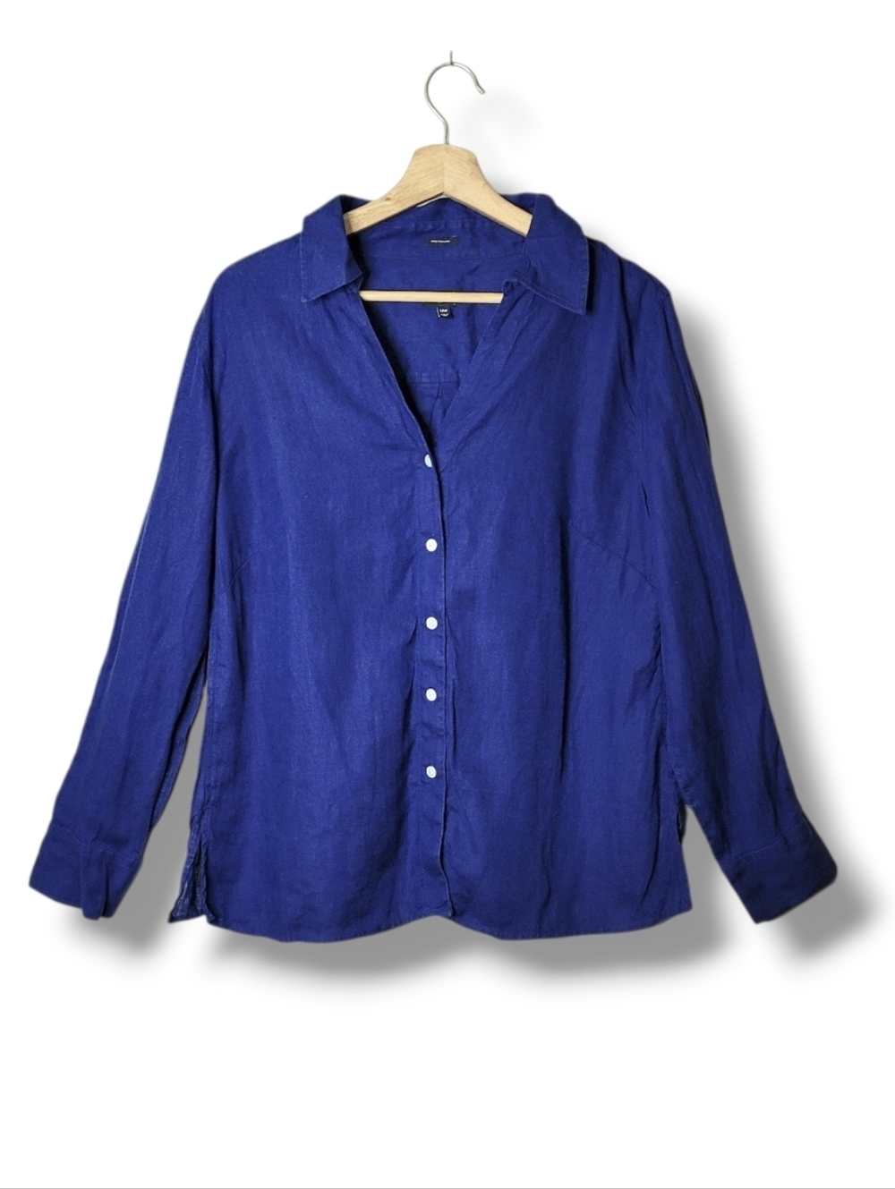 Talbots Irish Linen Navy Blue Button Up Shirt Size 14W